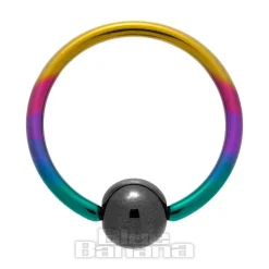 Blue Banana Coloured Titanium 1.6mm BCR (Rainbow/Black)