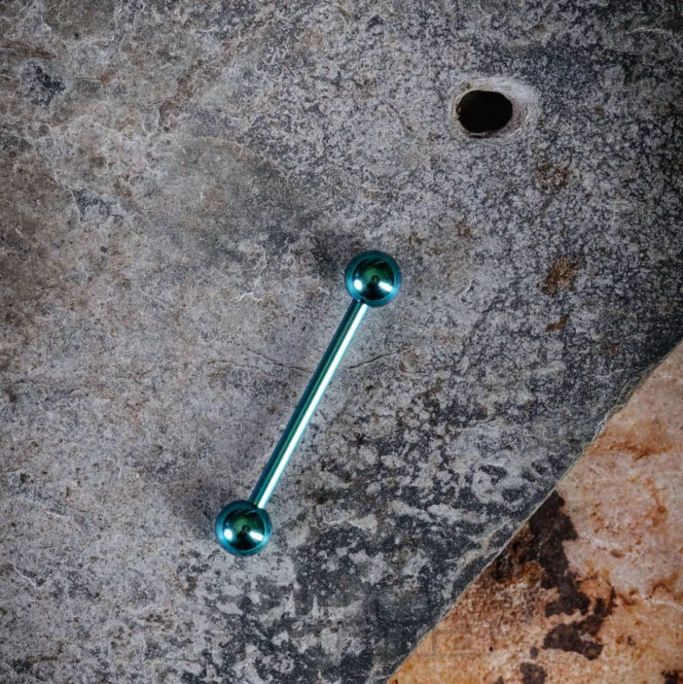 Blue Banana Coloured Titanium 1.6mm Barbell (Turquoise)