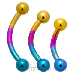 Blue Banana Coloured Titanium Curved Barbell (Rainbow)