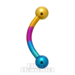 Blue Banana Coloured Titanium Curved Barbell (Rainbow)