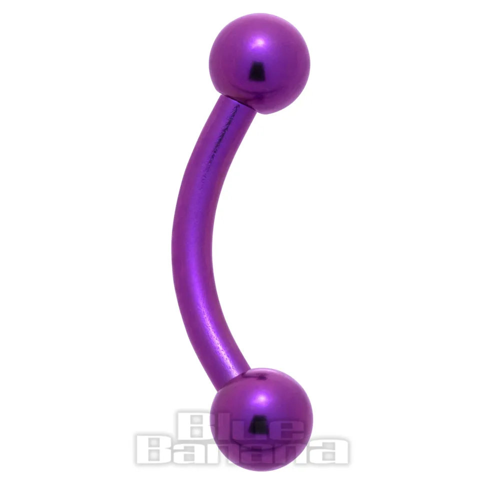 Blue Banana Coloured Titanium Curved Barbell (Purple)
