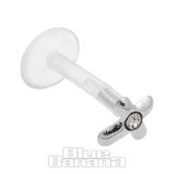 Blue Banana Cross Bioflex 1.2mm Tragus Stud (Clear/Silver)