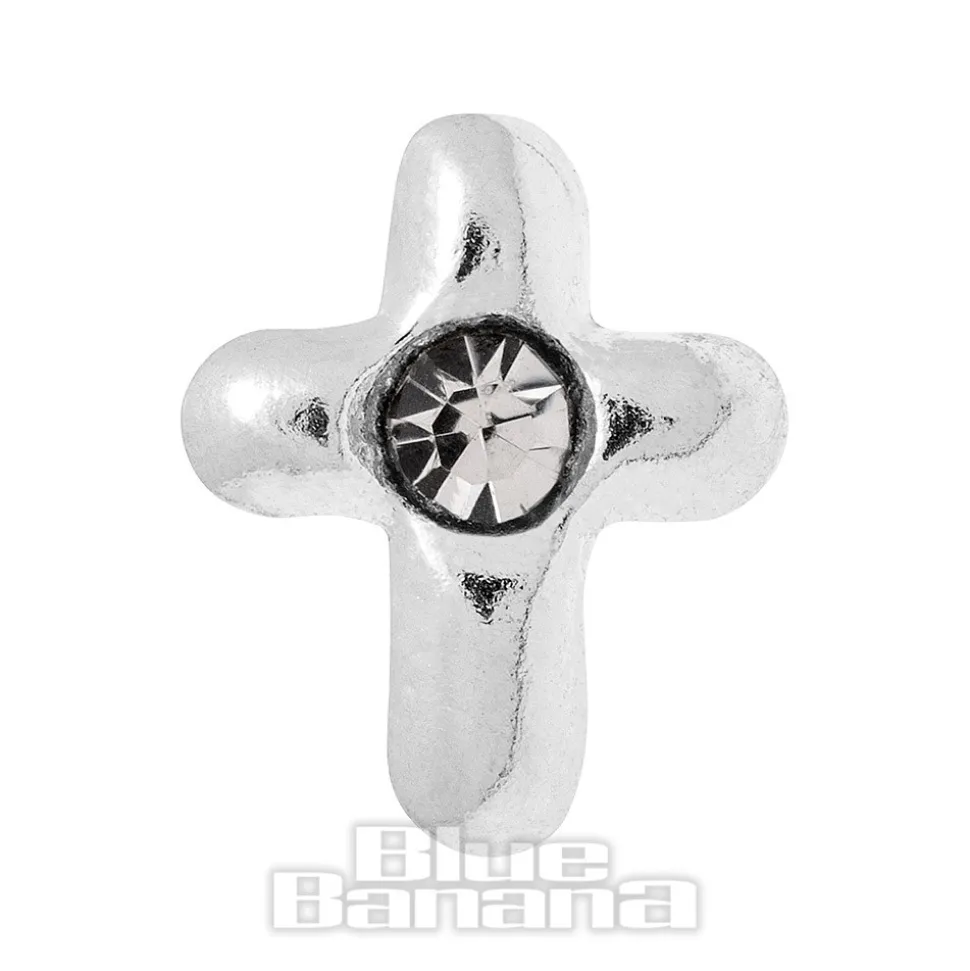 Blue Banana Cross Bioflex 1.2mm Tragus Stud (Clear/Silver)