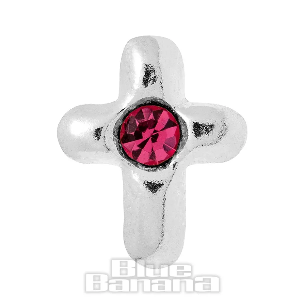 Blue Banana Cross Bioflex 1.2mm Tragus Stud (Rose/Silver)