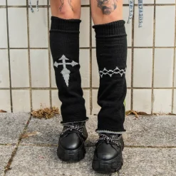 Blue Banana Cross Legwarmers (Grey)