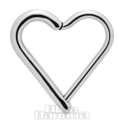 Blue Banana Crystal Heart Surgical Steel 1.2mm Hinged Segment Ring (Silver)