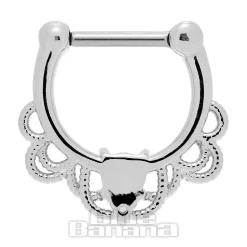 Blue Banana Crystal/Opal Surgical Steel Hinged Segment Ring (Silver)