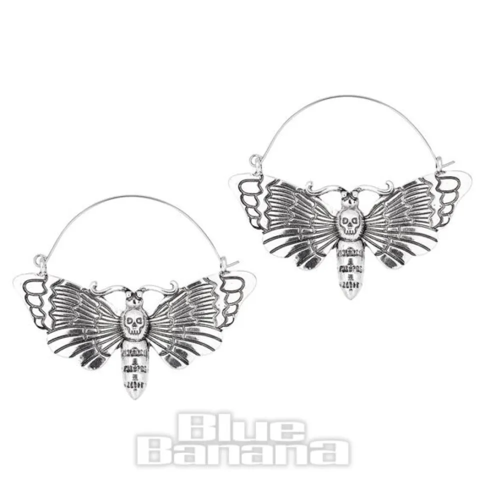 Blue Banana Deathmoth Stainless Steel Plughoop Skull (Silver)