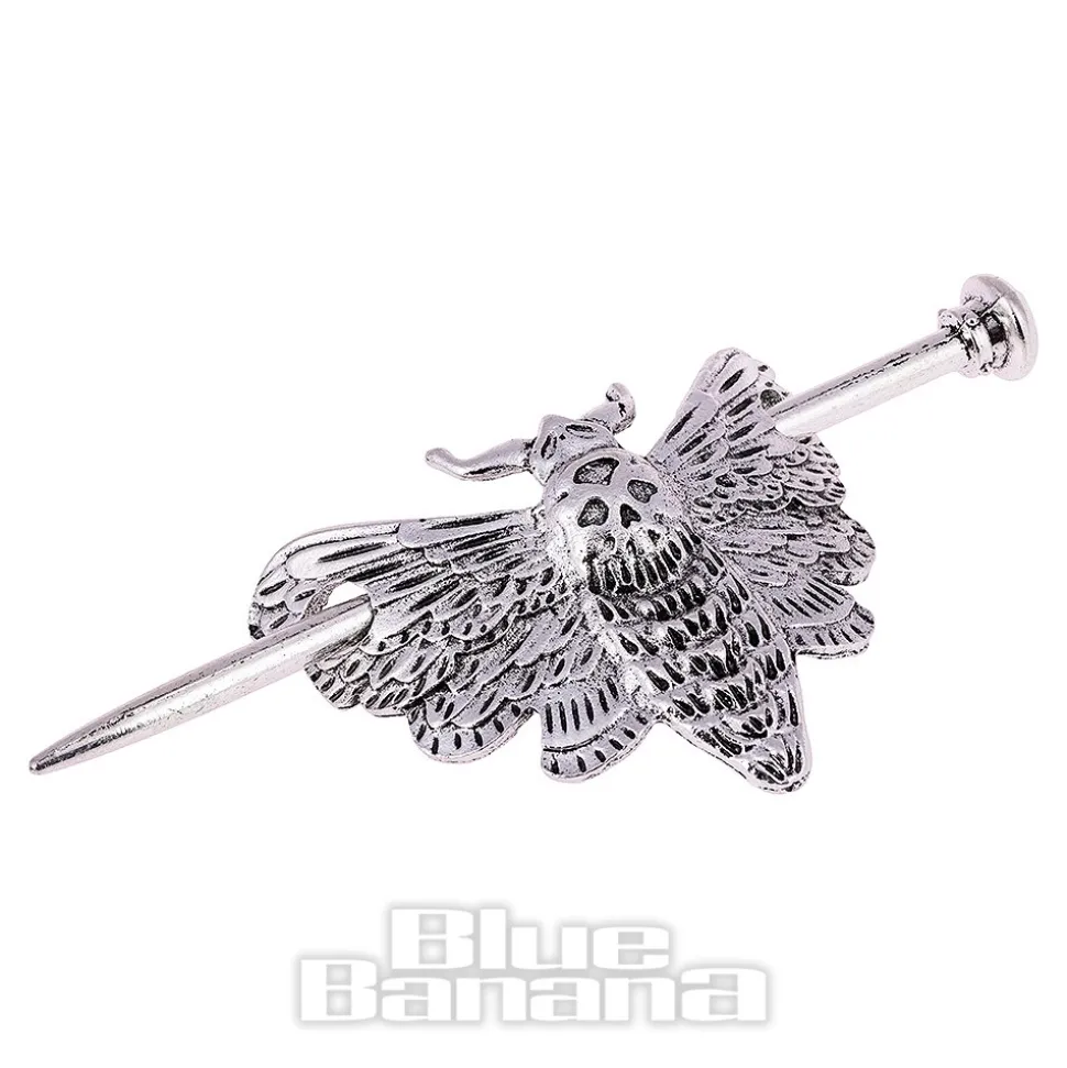 Blue Banana Death'S Head Moth Hair Pin (Silver)
