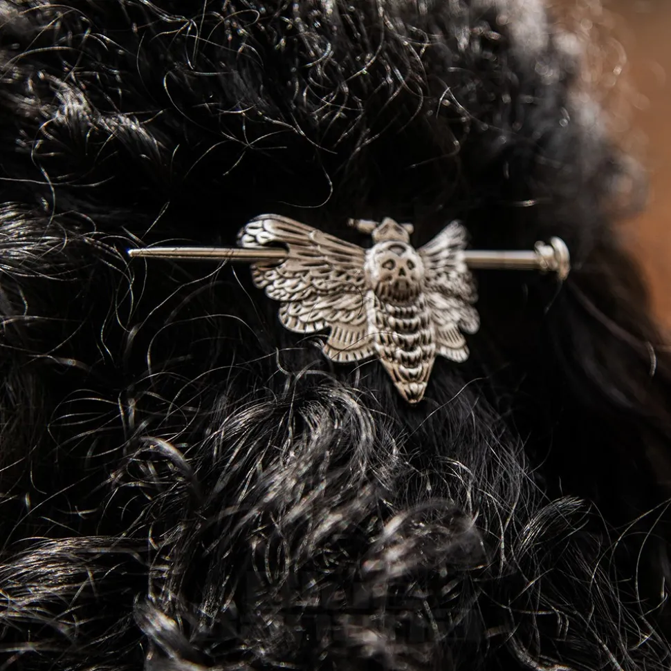 Blue Banana Death'S Head Moth Hair Pin (Silver)