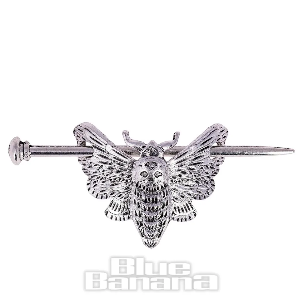 Blue Banana Death'S Head Moth Hair Pin (Silver)