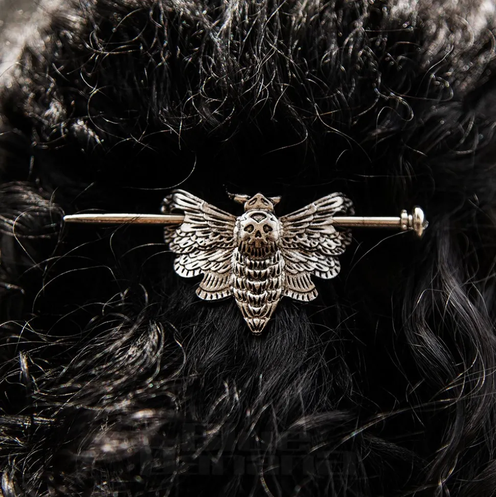 Blue Banana Death'S Head Moth Hair Pin (Silver)
