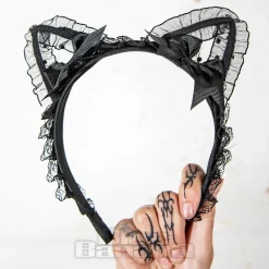 Blue Banana Ears & Bow Wide Headband (Black)
