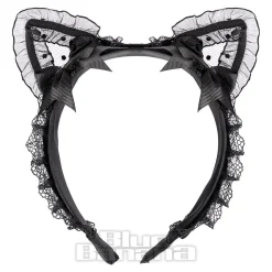 Blue Banana Ears & Bow Wide Headband (Black)
