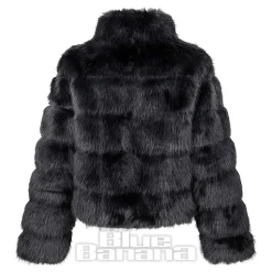 Blue Banana Faux Fur Zip Jacket (Black)