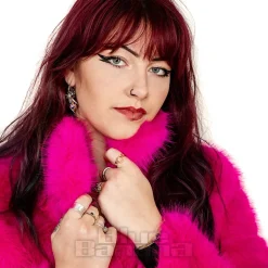Blue Banana Faux Fur Zip Jacket (Hot Pink)