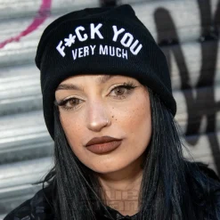 Blue Banana F*ck You Beanie Hat (Black)