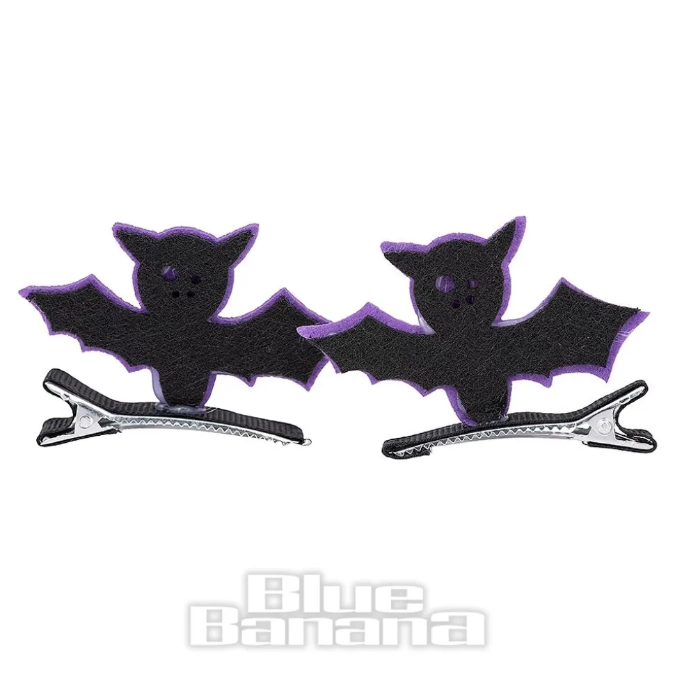 Blue Banana Felt Bat Hair Clip (Black)