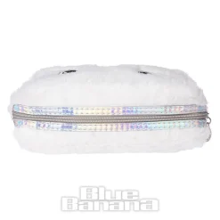 Blue Banana Fluffy Cat Makeup Bag (White)