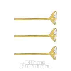 Blue Banana Gold 3mm Triangle Nose Studs (3 Pack)