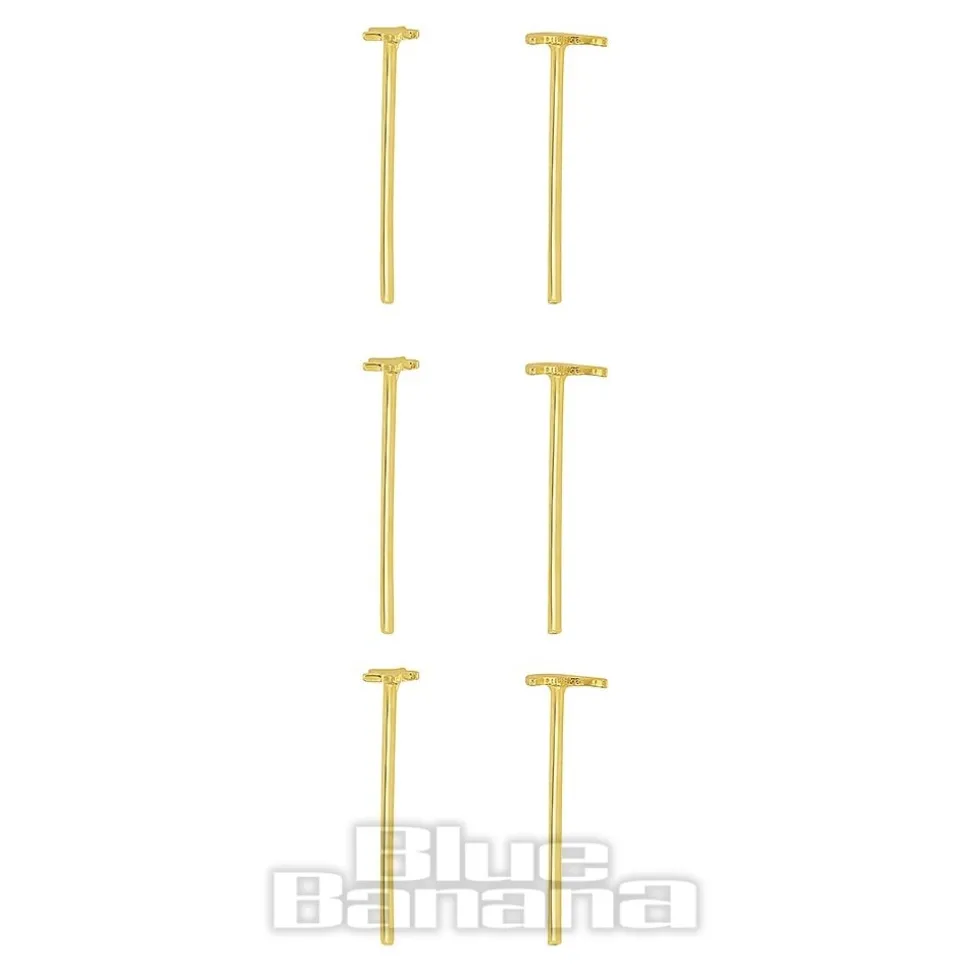Blue Banana Gold Moon & Star Nose Studs (6 Pack)