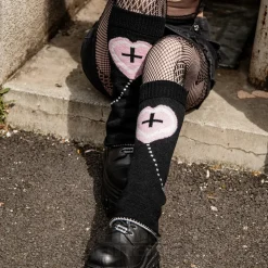 Blue Banana Heart & Cross Legwarmers (Pink)