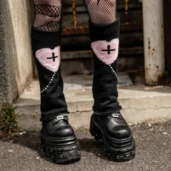 Blue Banana Heart & Cross Legwarmers (Pink)
