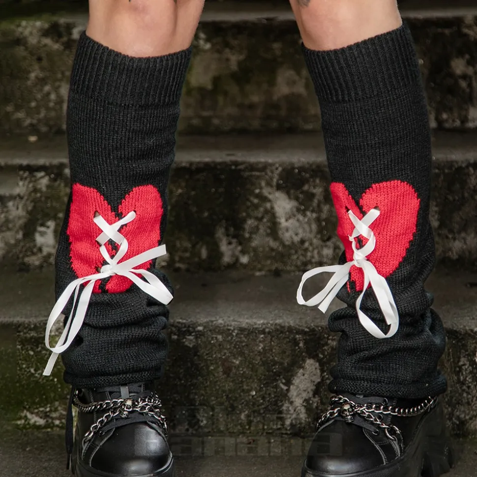 Blue Banana Heart Legwarmers (Black/Red)