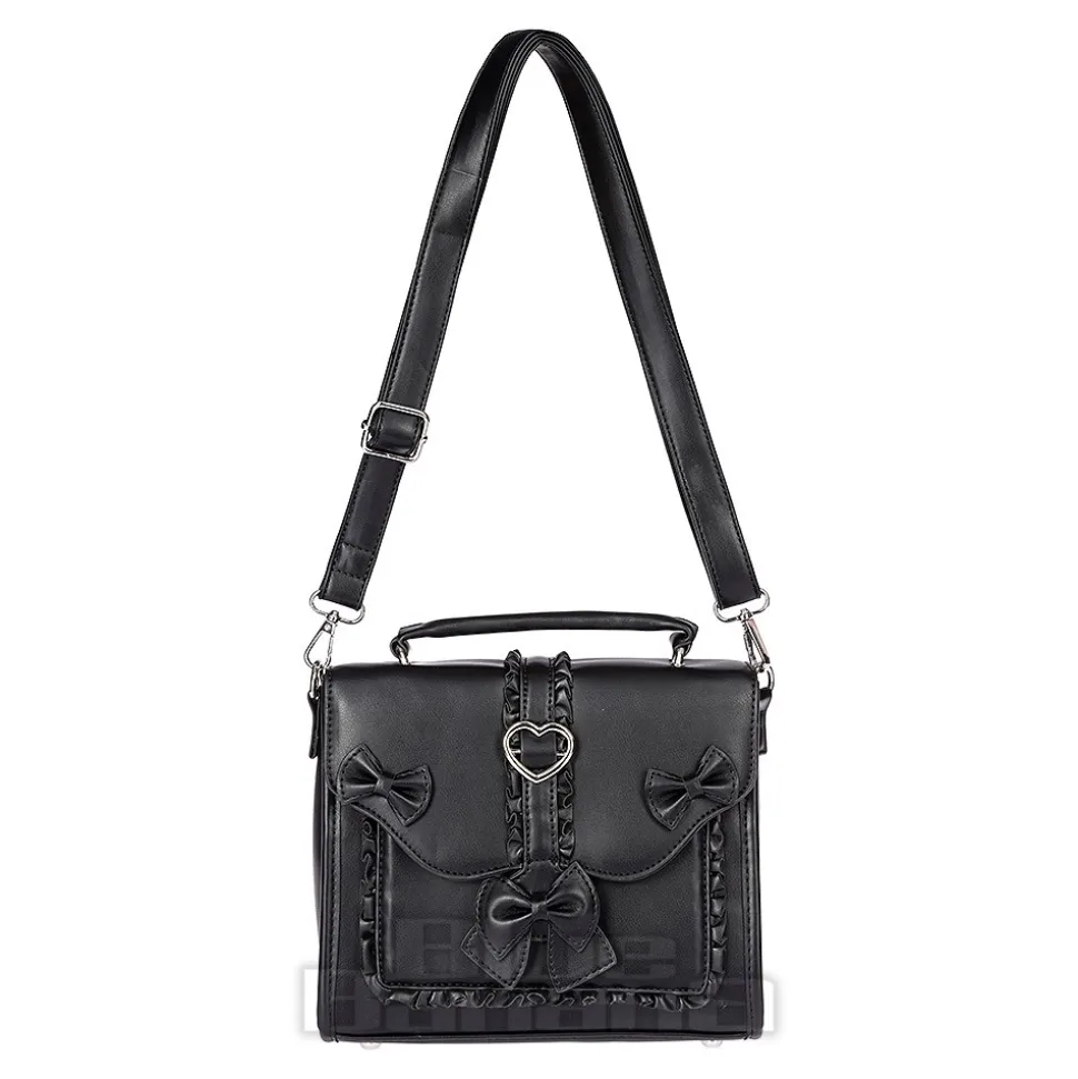 Blue Banana Hearts & Bow Handbag (Black)