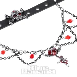 Blue Banana Heart & Skull Chain Choker (Black/Silver)