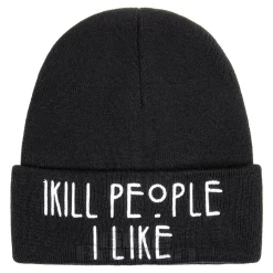 Blue Banana I Kill Beanie Hat (Black)