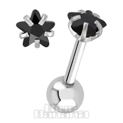 Blue Banana Jewel Star 1.2 x 6mm Tragus Bar (Black)