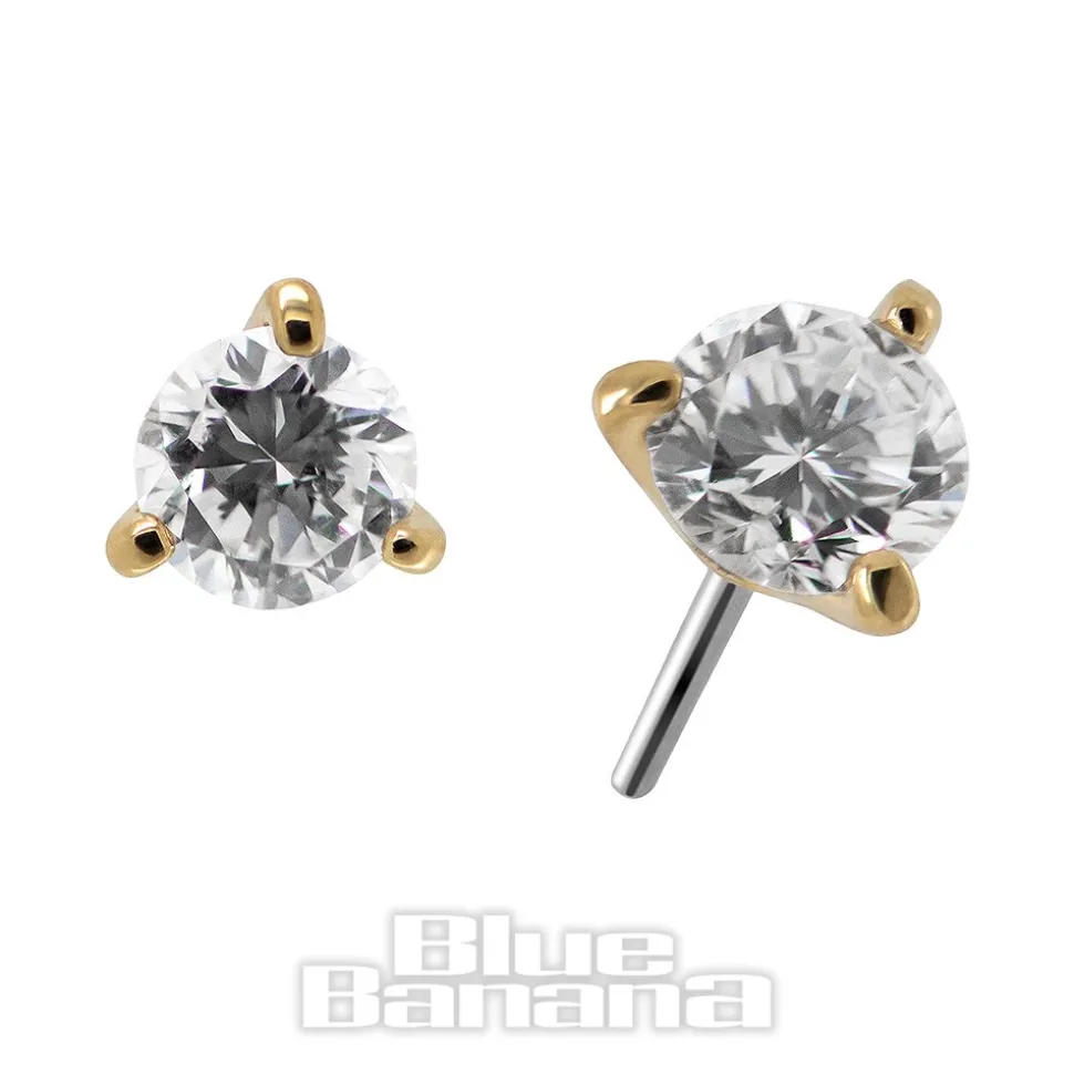 Blue Banana 18K Gold Lab Diamond 2.5mm Threadless Top (Gold)