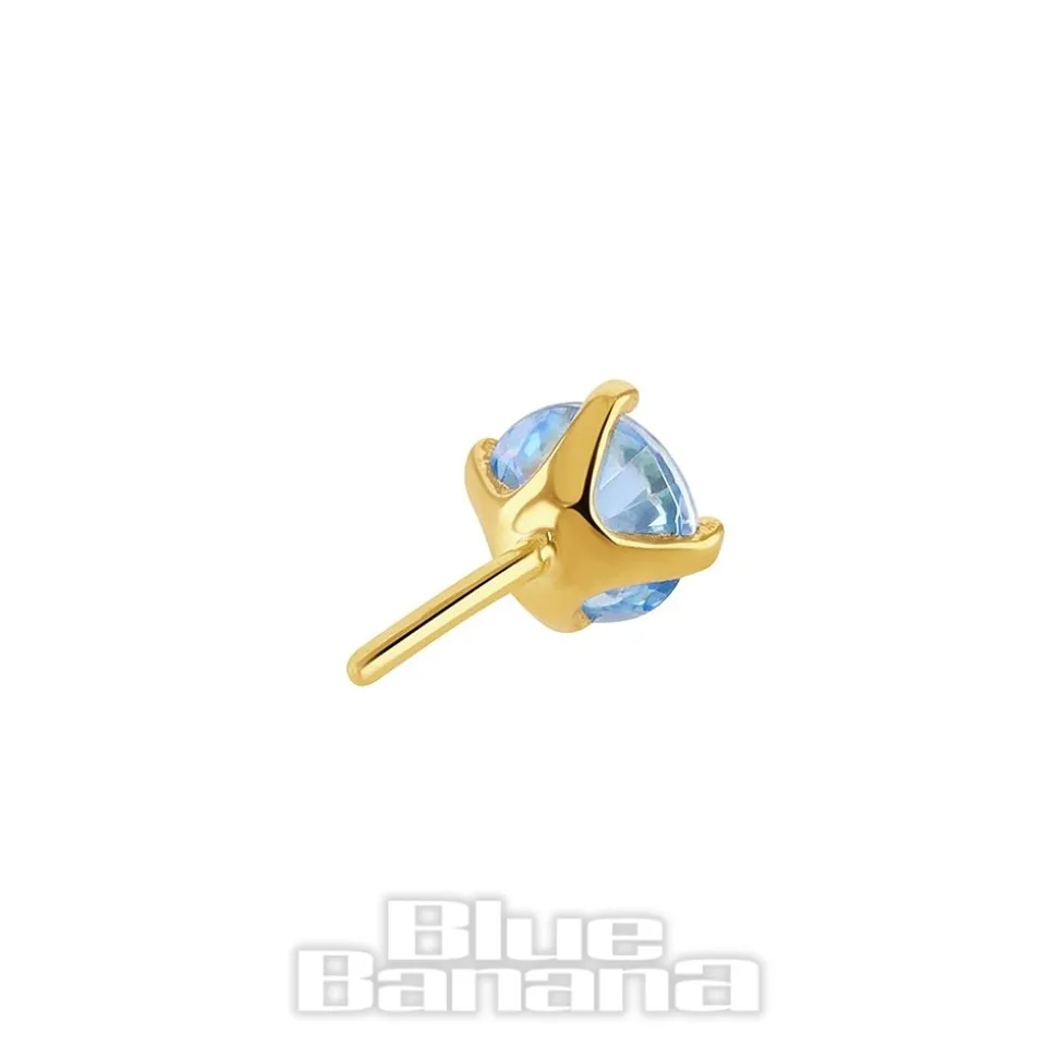 Blue Banana 14K Gold 2mm Cubic Zirconia Threadless Top (Aqua)