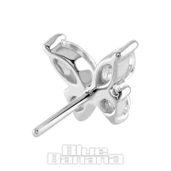 Blue Banana 14K White Gold Cubic Zirconia Butterfly Threadless Top (White Gold)