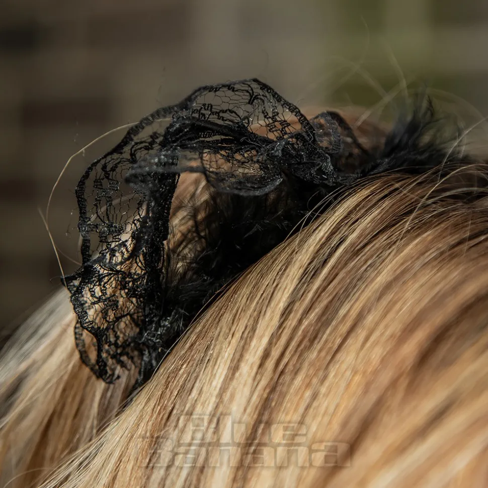 Blue Banana Little Lace Ears Headband (Black)