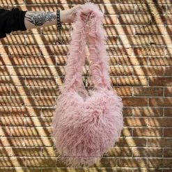 Blue Banana Long Fur Bag (Baby Pink)