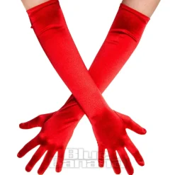 Blue Banana Long Satin Gloves (Red)