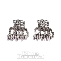 Blue Banana Mini Claw 2pc Hair Clips (Silver)