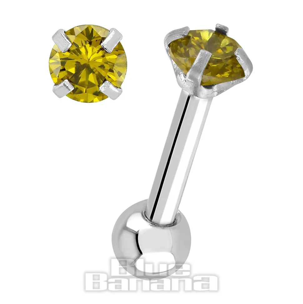 Blue Banana 1.2mm Amber Jewel Tragus Bar (4mm)