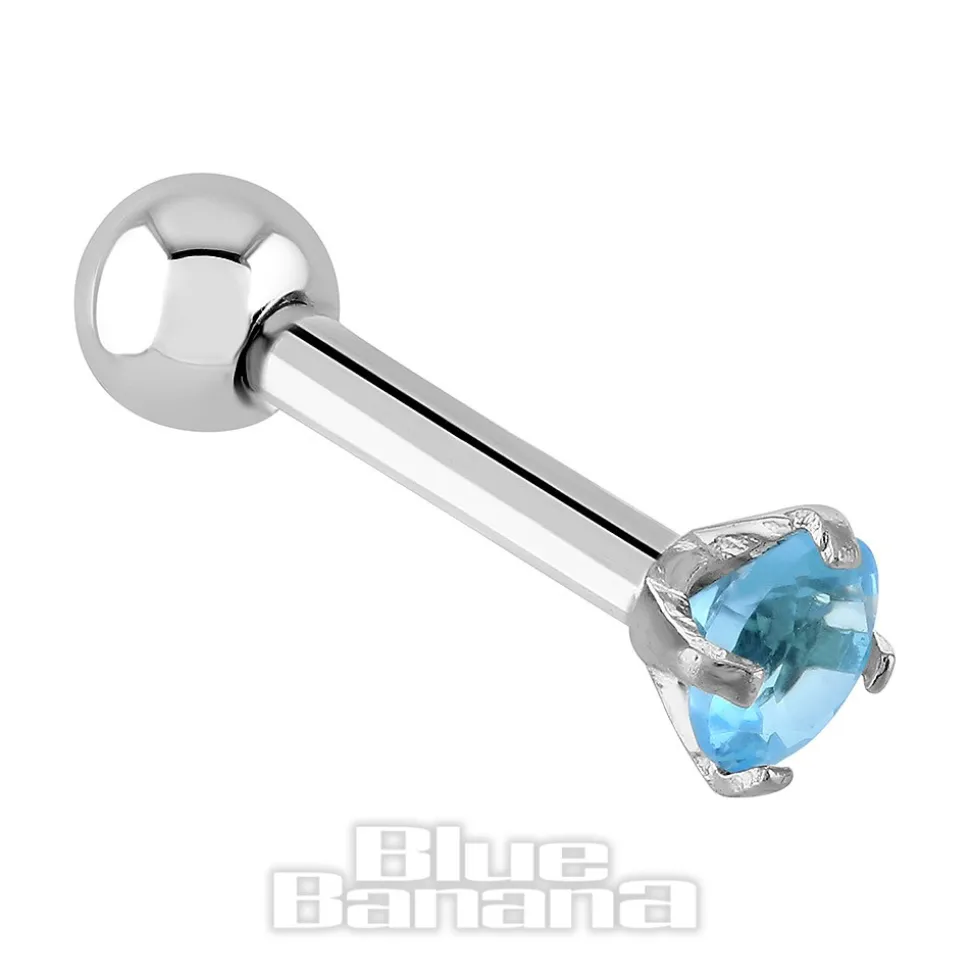 Blue Banana 1.2mm Aqua Jewel Tragus Bar (4mm)