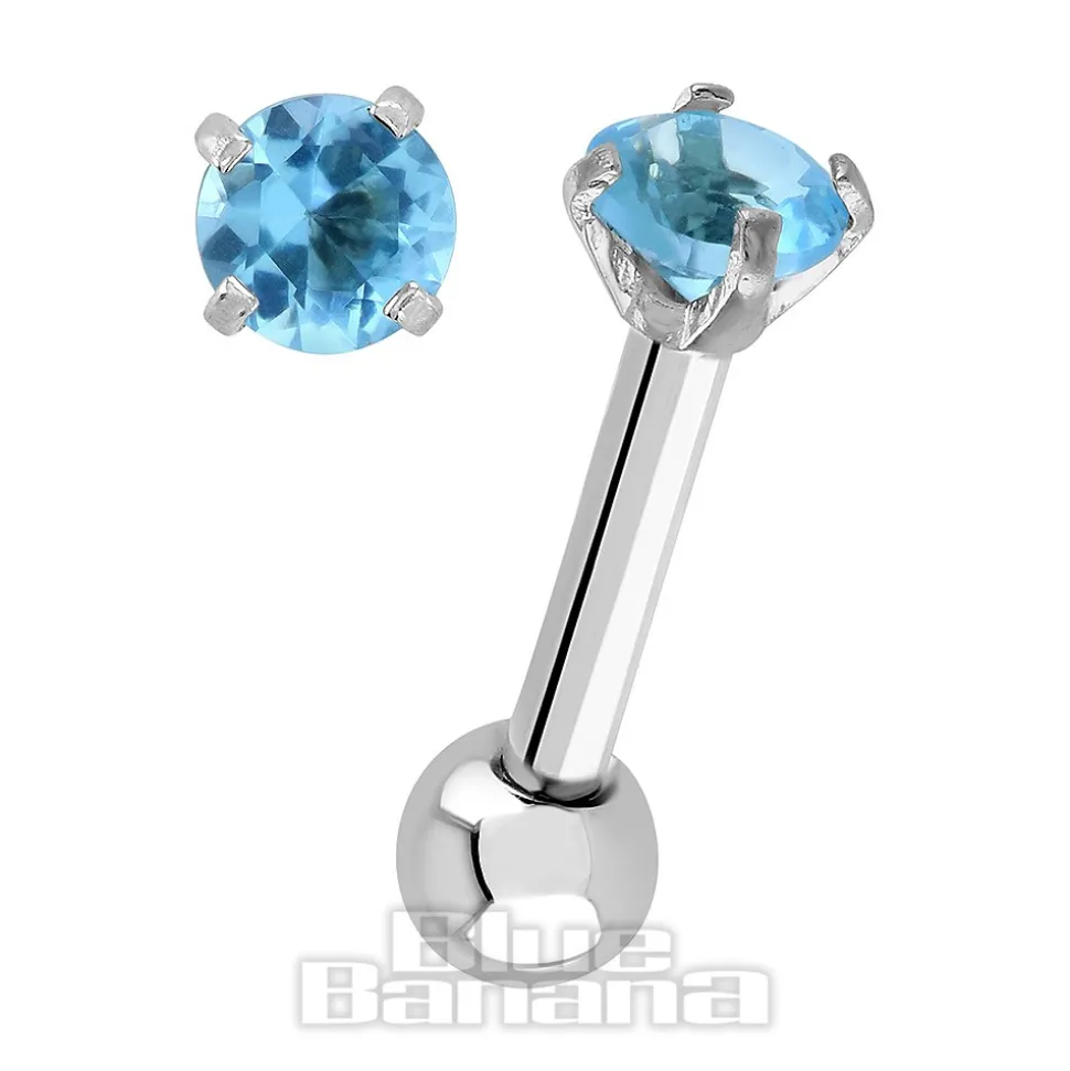 Blue Banana 1.2mm Aqua Jewel Tragus Bar (4mm)
