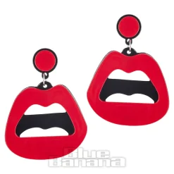 Blue Banana Mouth Earrings (Red)