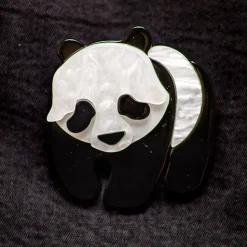 Blue Banana Panda Brooch (Black/White)
