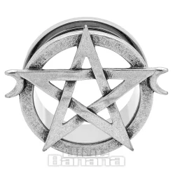 Blue Banana Pentagram Surgical Steel Tunnel (Silver)