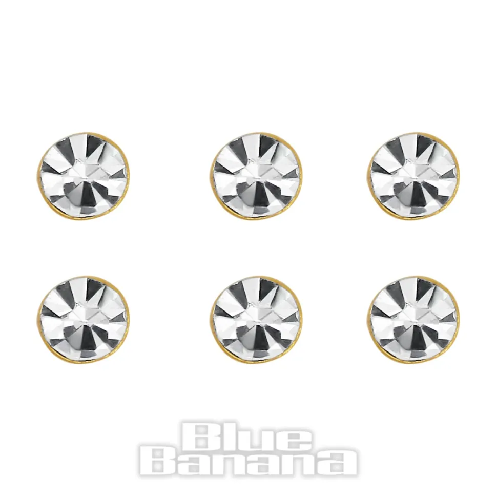 Blue Banana Plasma Gold Crystal Nose Studs (6 Pack)