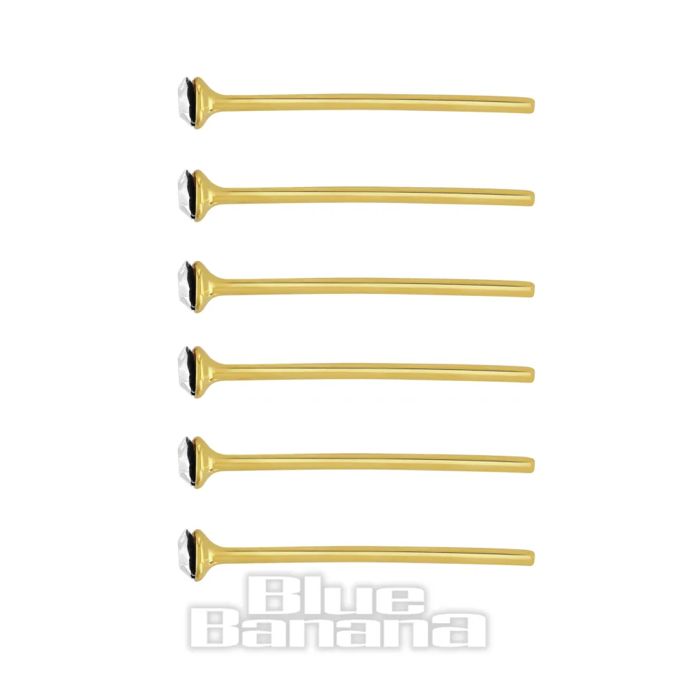 Blue Banana Plasma Gold Crystal Nose Studs (6 Pack)