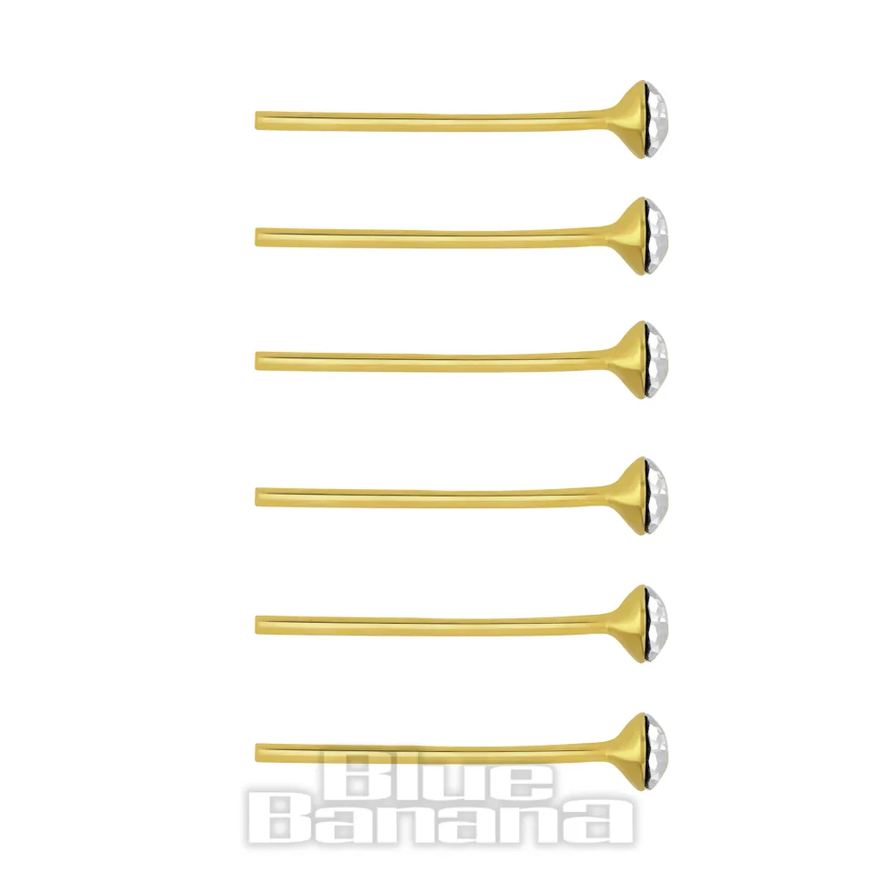 Blue Banana Plasma Gold Crystal Nose Studs (6 Pack)
