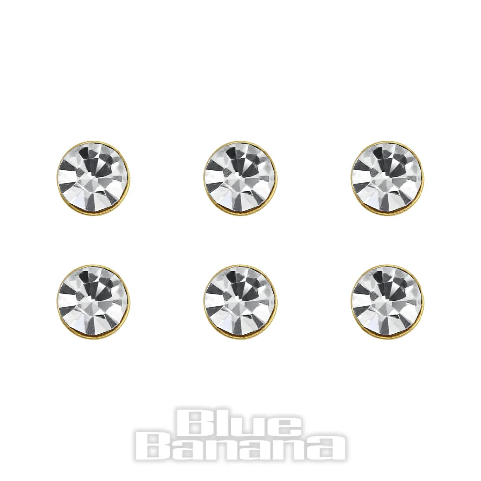 Blue Banana Plasma Gold Crystal Nose Studs (6 Pack)