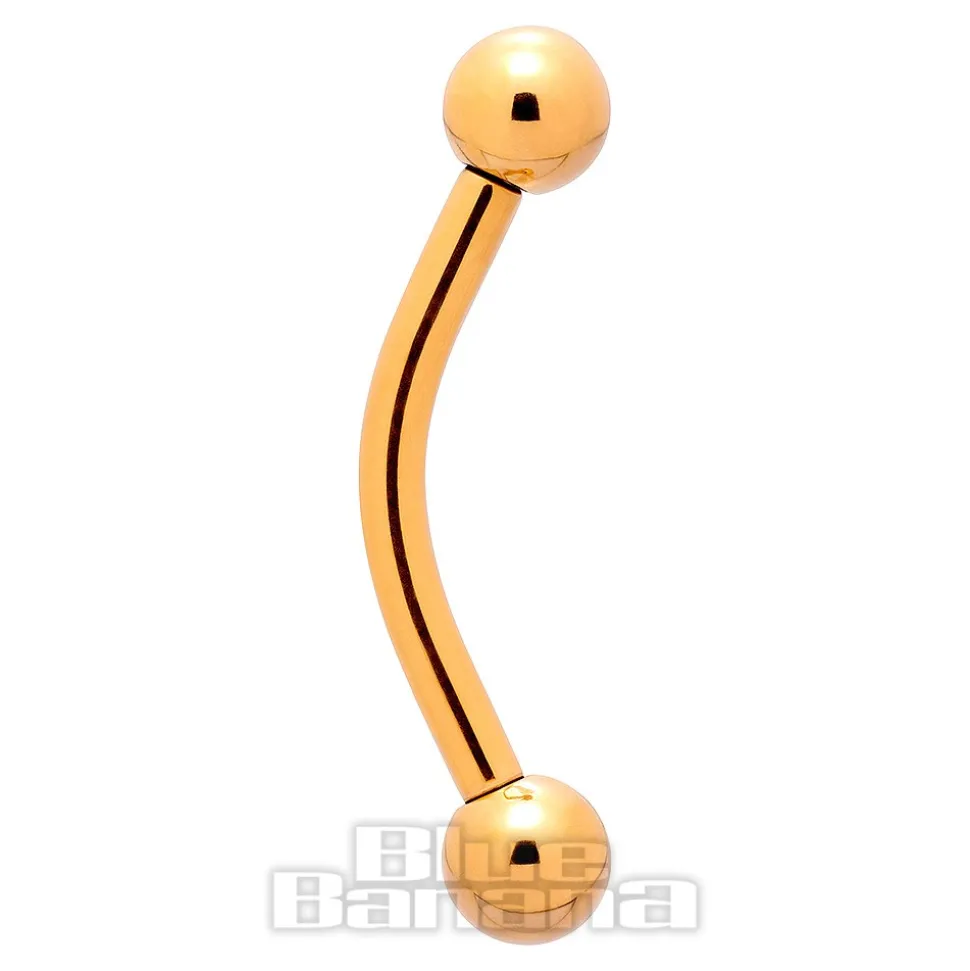 Blue Banana Plasma Gold Internally Threaded Curved Barbell 3mm Ball (Gold)